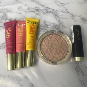 Milani Makeup Bundle Lot 5pc Fruity Lip Balm Bold Matte Lipstick & Highlighter